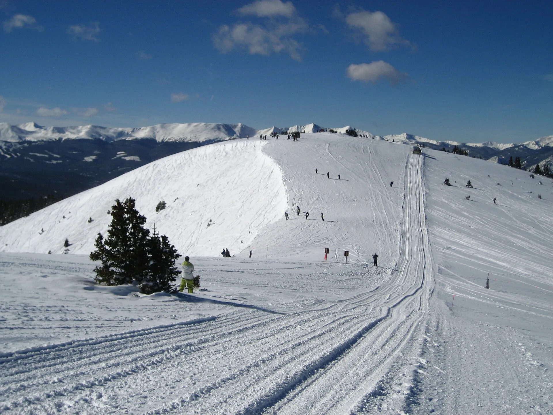 Ski tracks looking back toward the Outback summit at Keystone