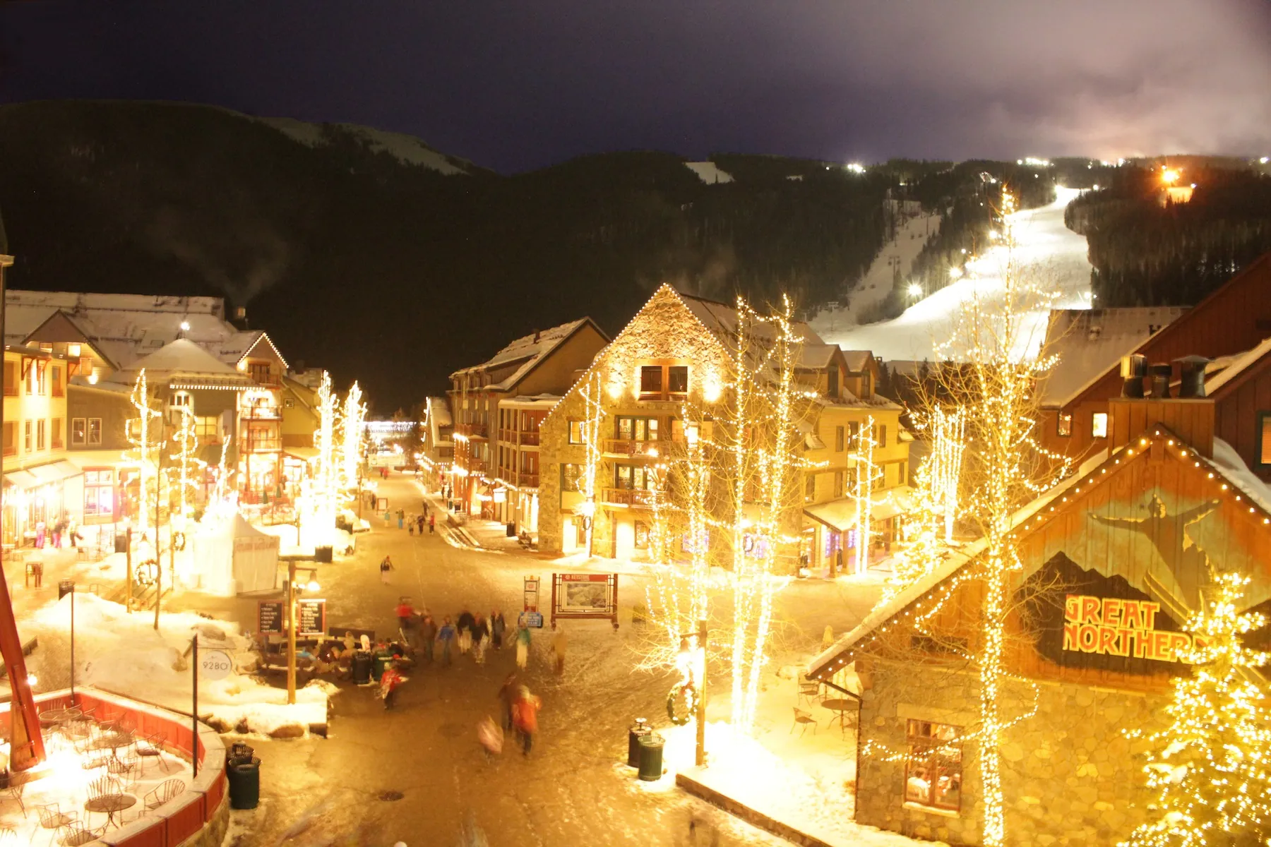 Keystone village at night