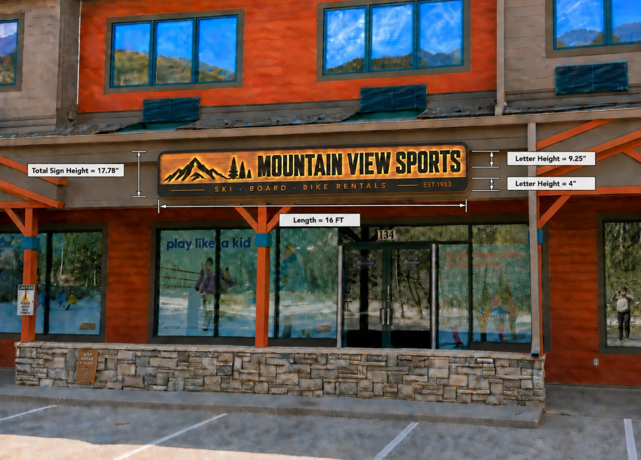 The new Mountain View Sports sign