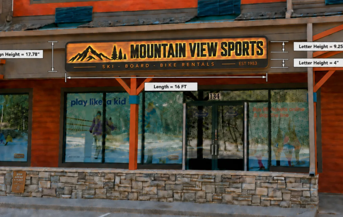 The Mountain View Sports storefront at Gateway Plaza